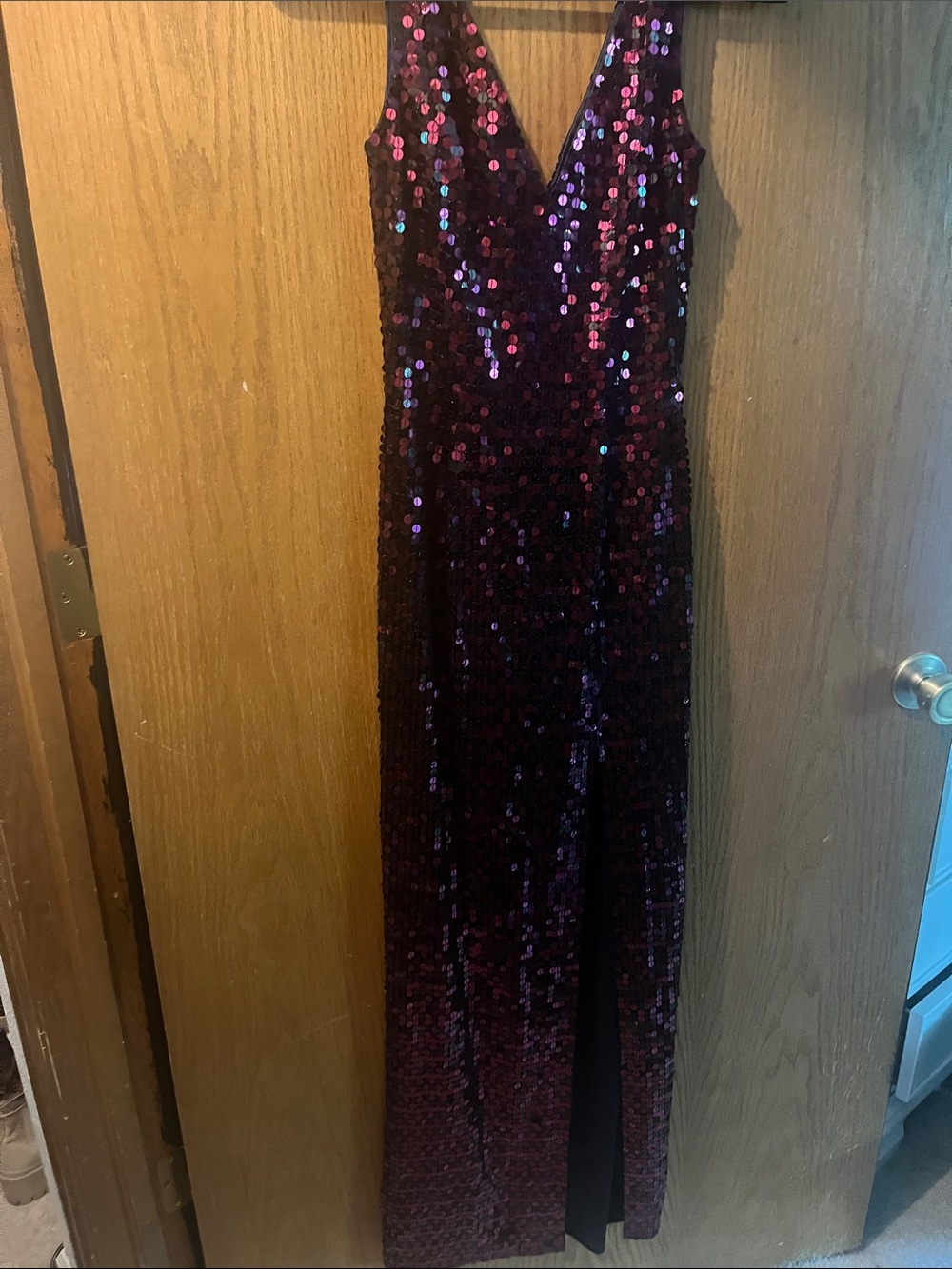 Niteline Deep Plum Sequin V-Neck Gown